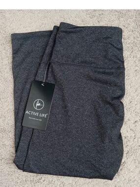 Active Life Women's Charcoal Midi Athletic Cropped Leggings